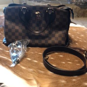 Louis Vuitton Normandy Damier Ebene and black leather